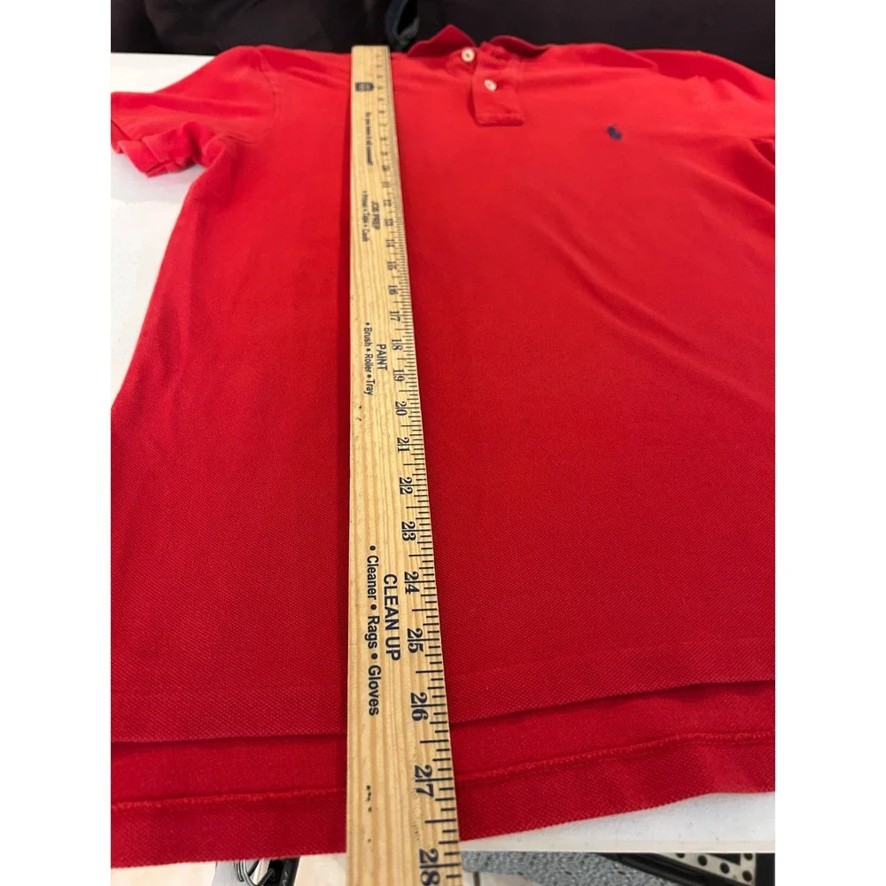 Men's Polo Ralph Lauren Custom Fit Red Short Sleeve Cotton Polo Shirt Medium